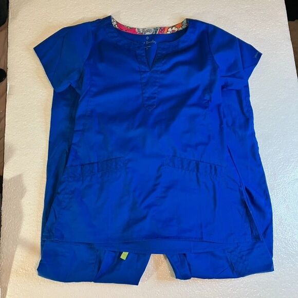 Vera Bradley XS Women's Medical Scrub Set Top/Pants Royal Blue Size Extra Small - Picture 7 of 16